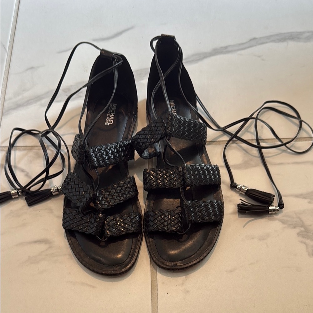 Michael Kors Women's Black Woven Sandals